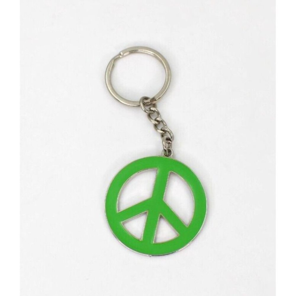 Peace Sign Green Enamel Key Chain